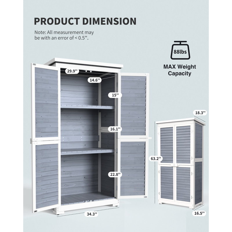 Aiho 63-Inch High Solid Wood Vertical Storage Shed & Reviews | Wayfair